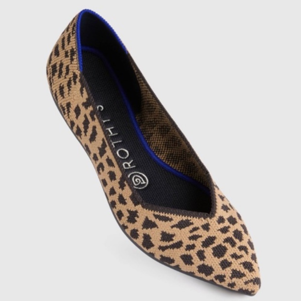 Rothys Leopard Print Pointed Toe Flat